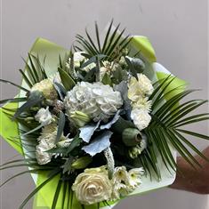 white and green hand tied 